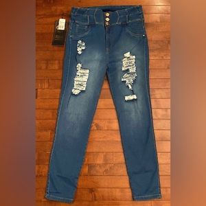 Colombiana Levanta Cola Dark Wash 15 Distressed Booty Lifting Skinny Denim Jeans